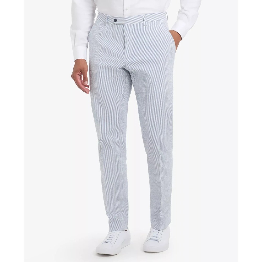 $125 Tommy Hilfiger Modern-Fit Seersucker Suit Pants Men's 36 x 34 Blue Striped